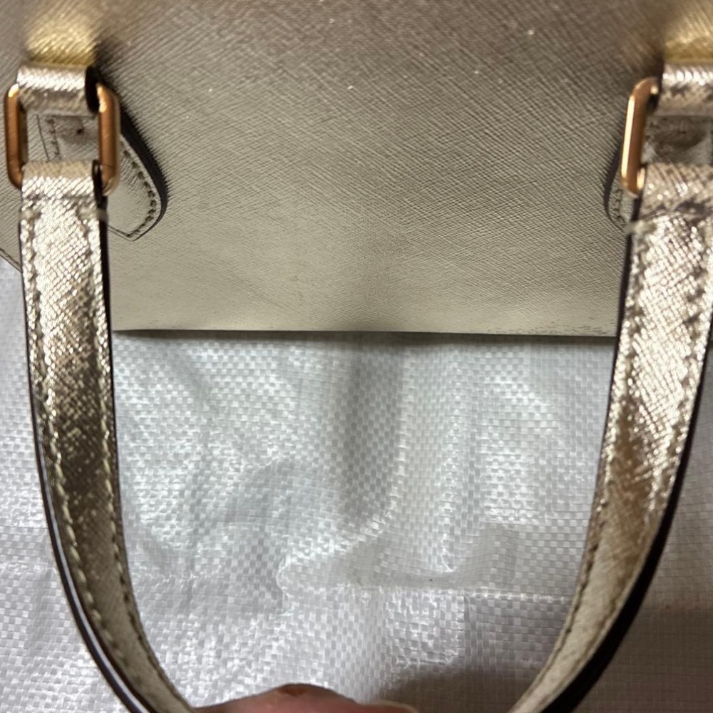 Tory Burch Metallic Rose Gold Saffiano Leather Satchel - Picture 6 of 7